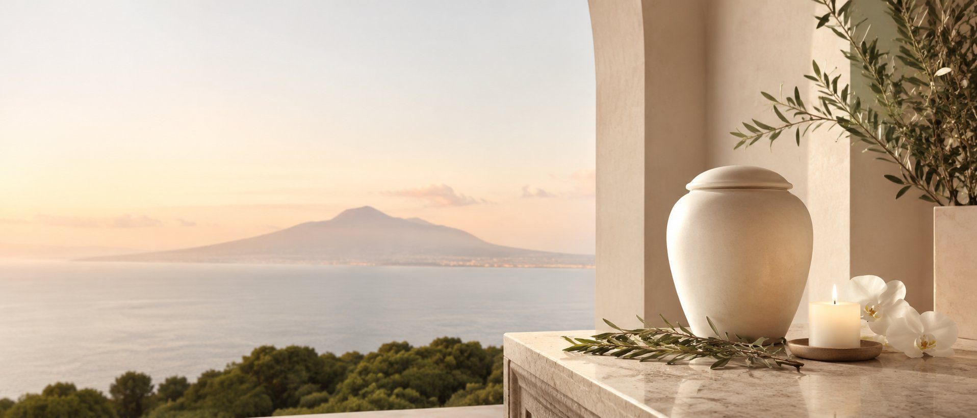 Urna cineraria con vista sul Vesuvio - cremazione a Pozzuoli e Napoli, Gennaro Tammaro